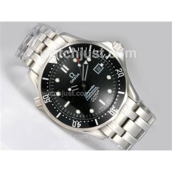 Waterproof UK Sale Omega Seamaster Automatic Fake Watch With Black Dial For Men