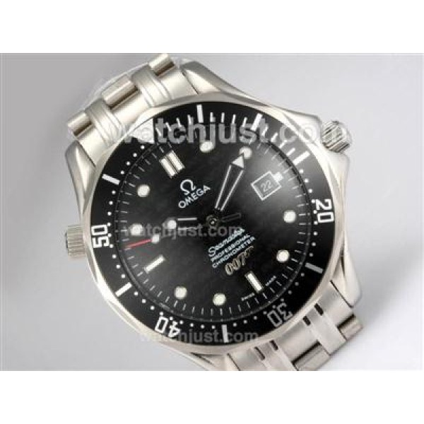 Waterproof UK Sale Omega Seamaster Automatic Fake Watch With Black Dial For Men