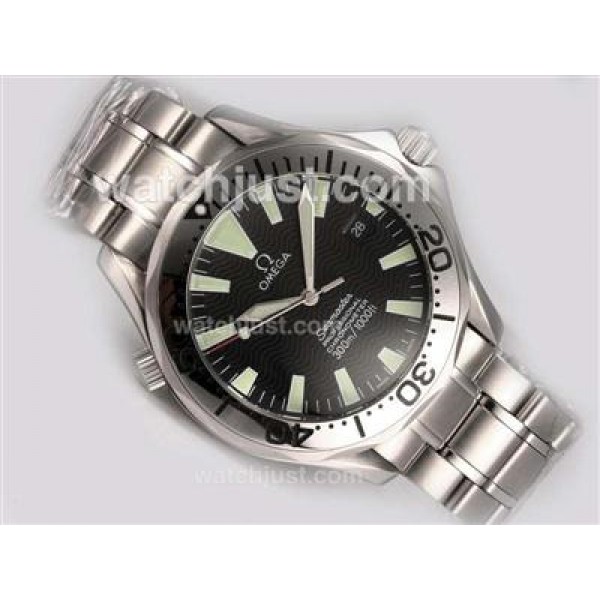 Swiss Made UK Sale Omega Seamaster Automatic Replica Watch With Black Dial For Men