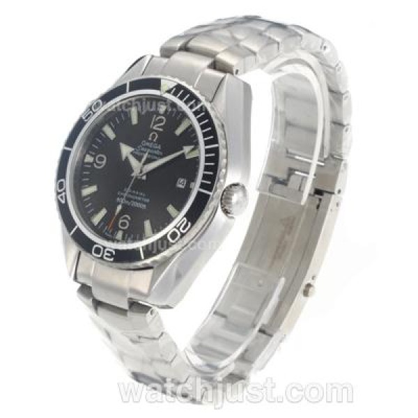 Good Quality UK Sale Omega Seamaster Automatic Fake Watch With Black Dial For Men