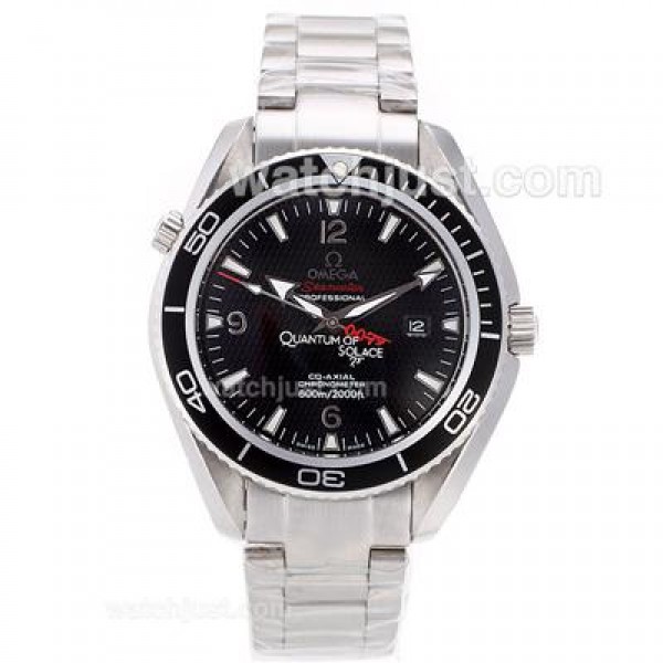 Waterproof UK Sale Omega Seamaster Automatic Fake Watch With Black Dial For Men