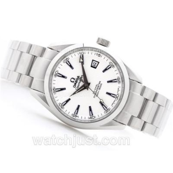 Waterproof UK Sale Omega Seamaster Automatic Fake Watch With White Dial For Men