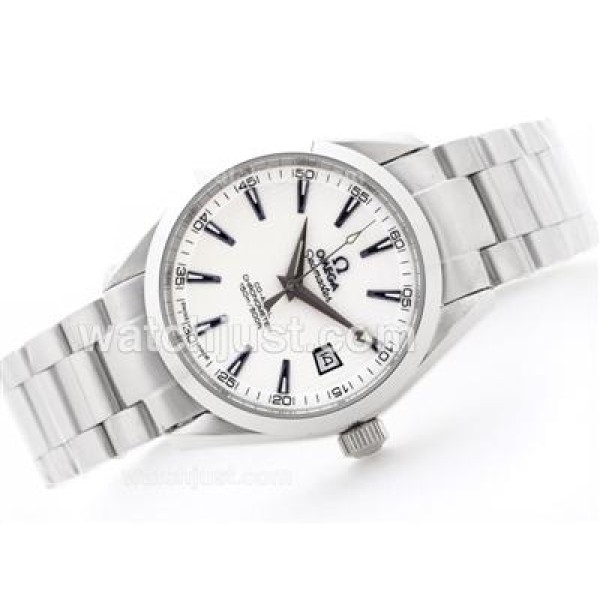 Waterproof UK Sale Omega Seamaster Automatic Fake Watch With White Dial For Men